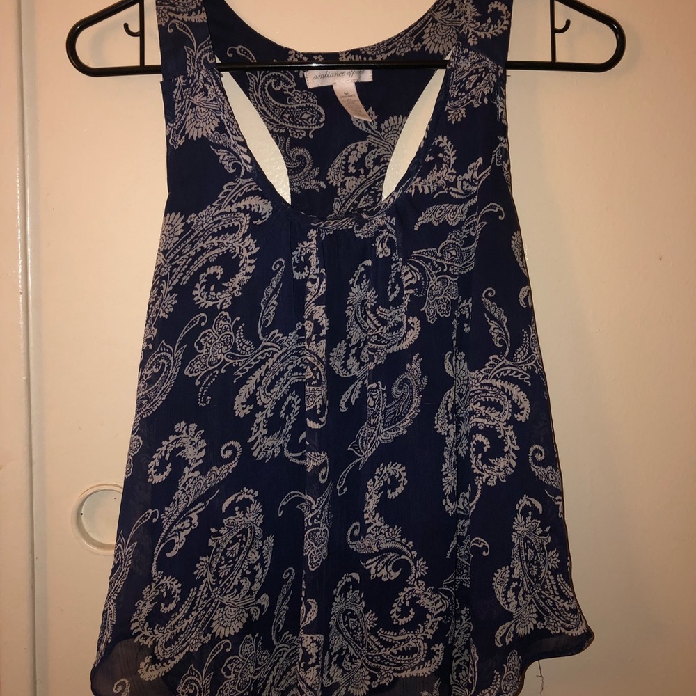 Blue & white tank top